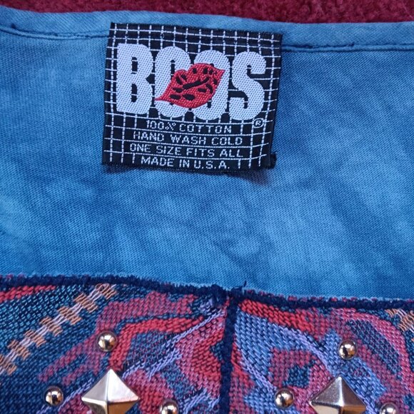 True Vintage 1980s Womens XL Western Top OSFA Concho leather Fringe Boos USA - Picture 6 of 10